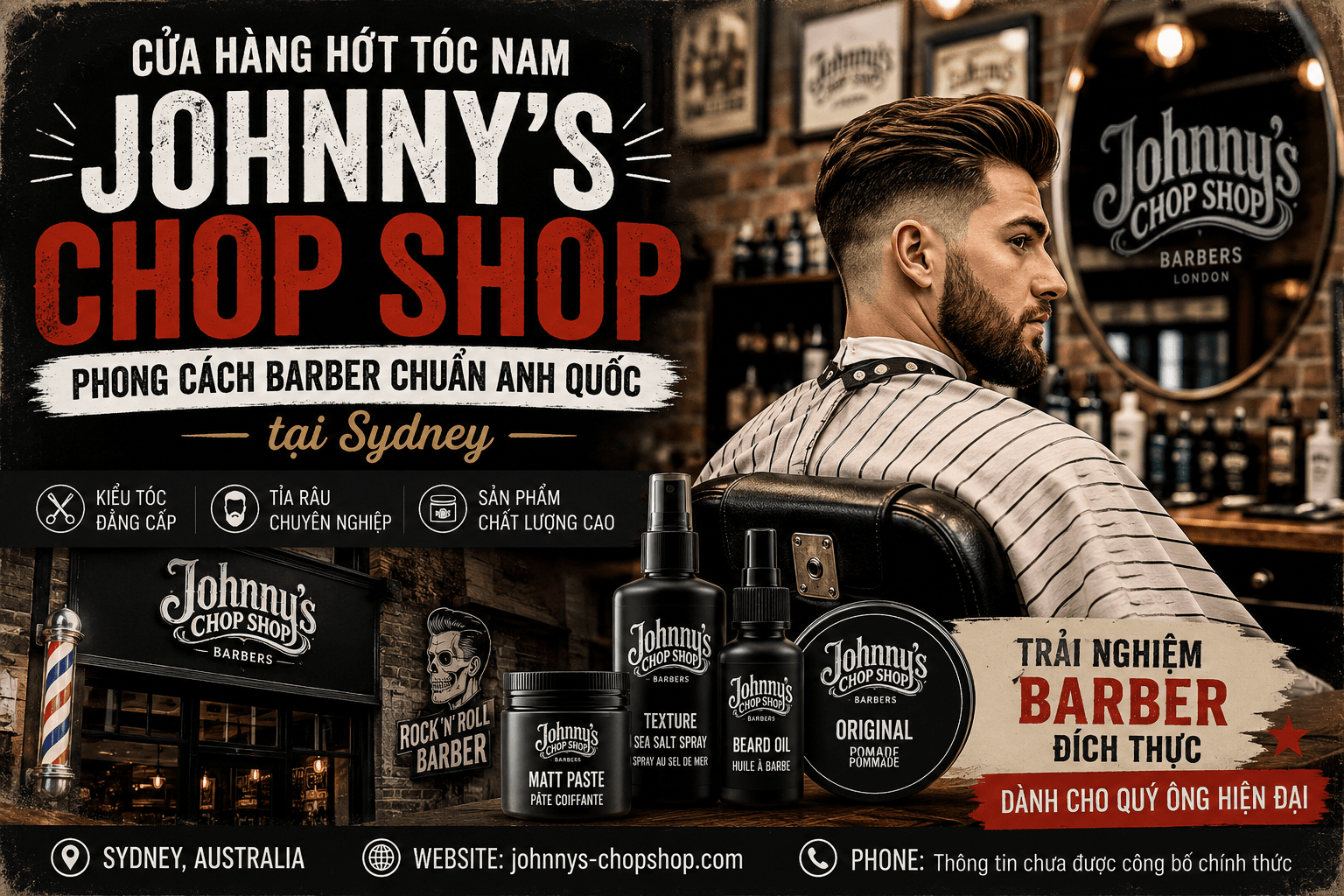 Johnny’s Chop Shop – Điểm đến lý tưởng cho quý ông yêu thích phong cách Barber hiện đại tại Sydney Johnny’s Chop Shop – Điểm đến lý tưởng cho quý ông yêu thích phong cách Barber hiện đại tại Sydney