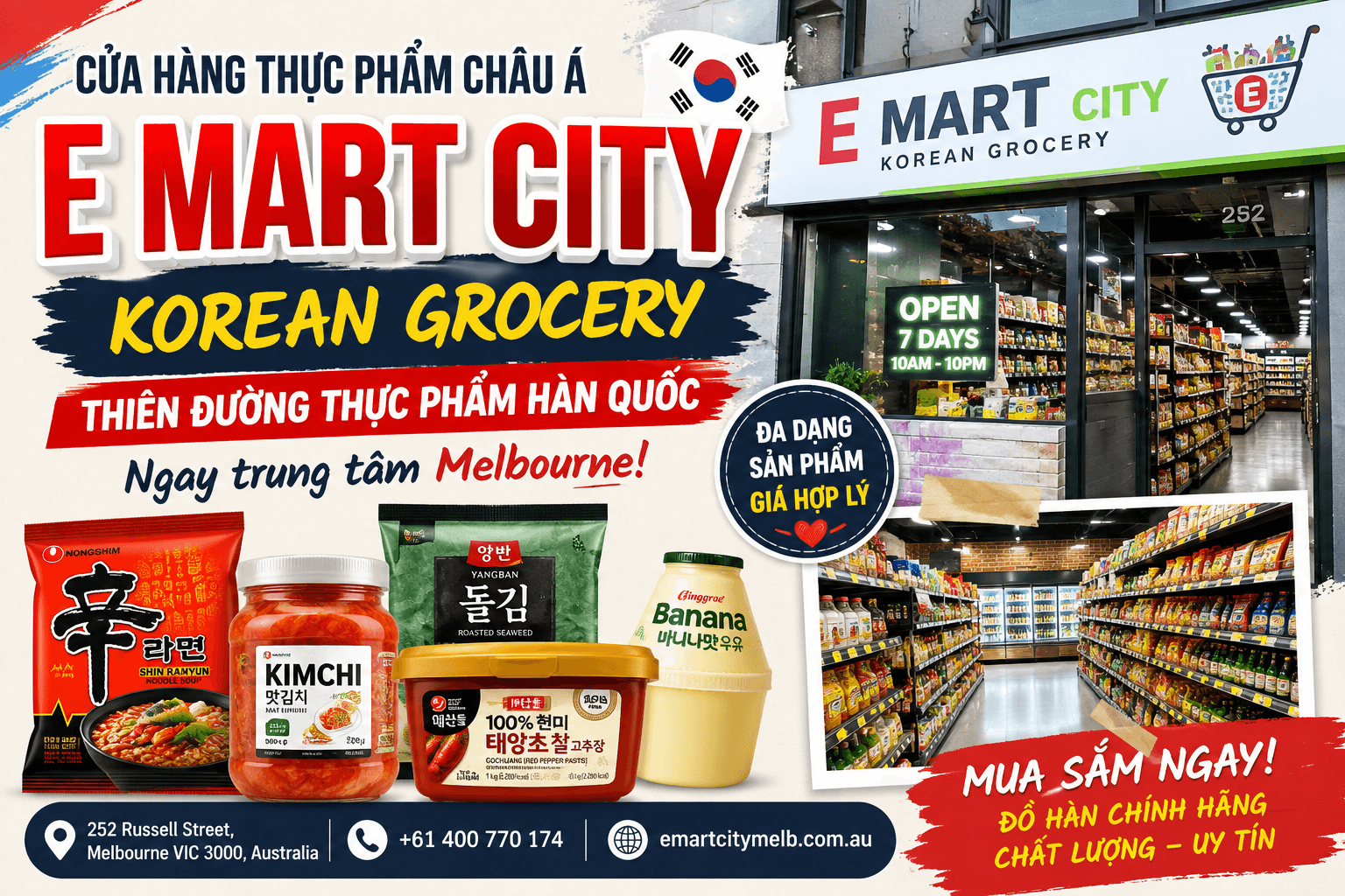 E Mart City – Korean Grocery: Cửa Hàng Thực Phẩm Hàn Quốc Được Yêu Thích Ngay Trung Tâm Melbourne