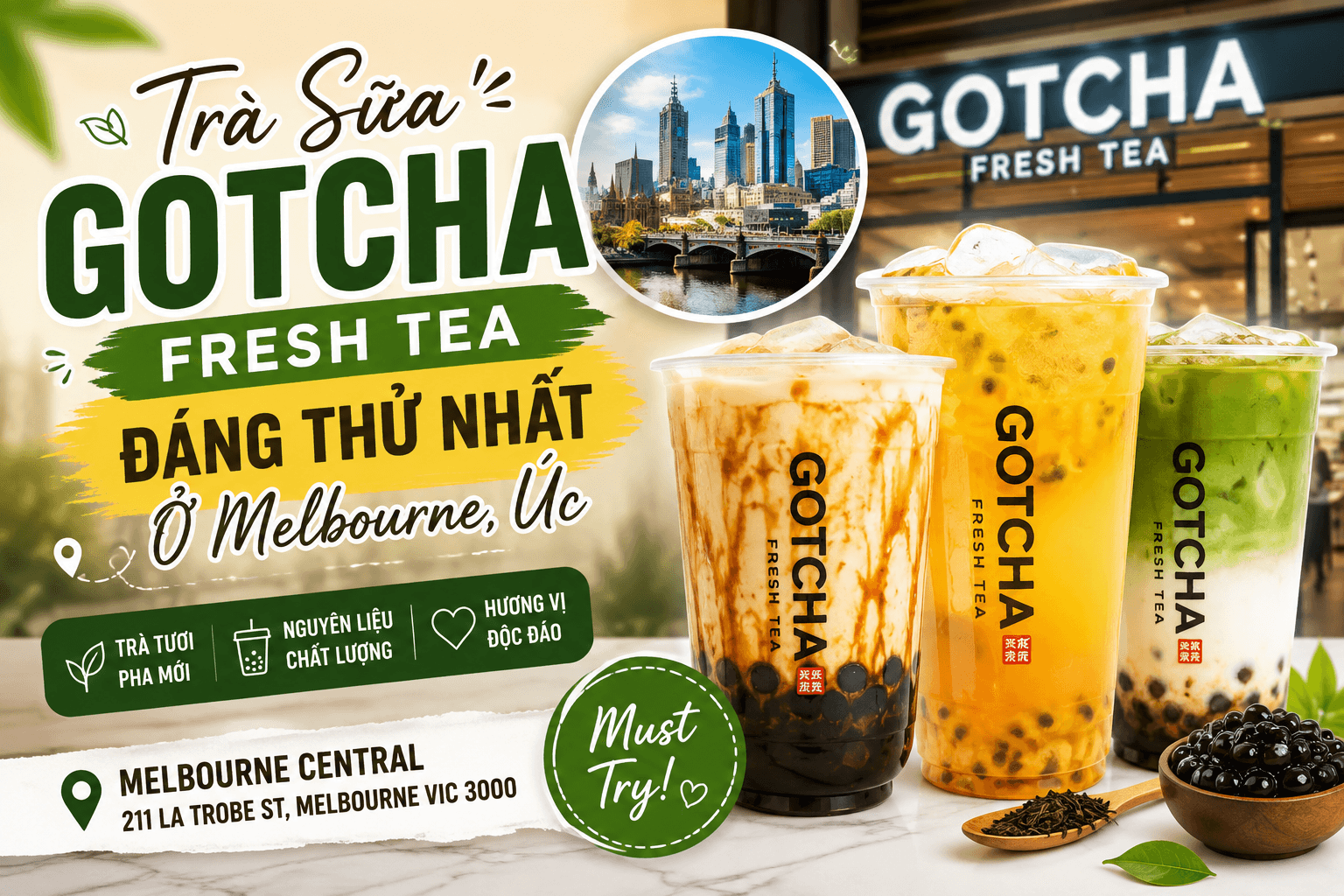 Quán Trà Sữa Gotcha Fresh Tea Đáng Thử Nhất Ở Melbourne, Úc
