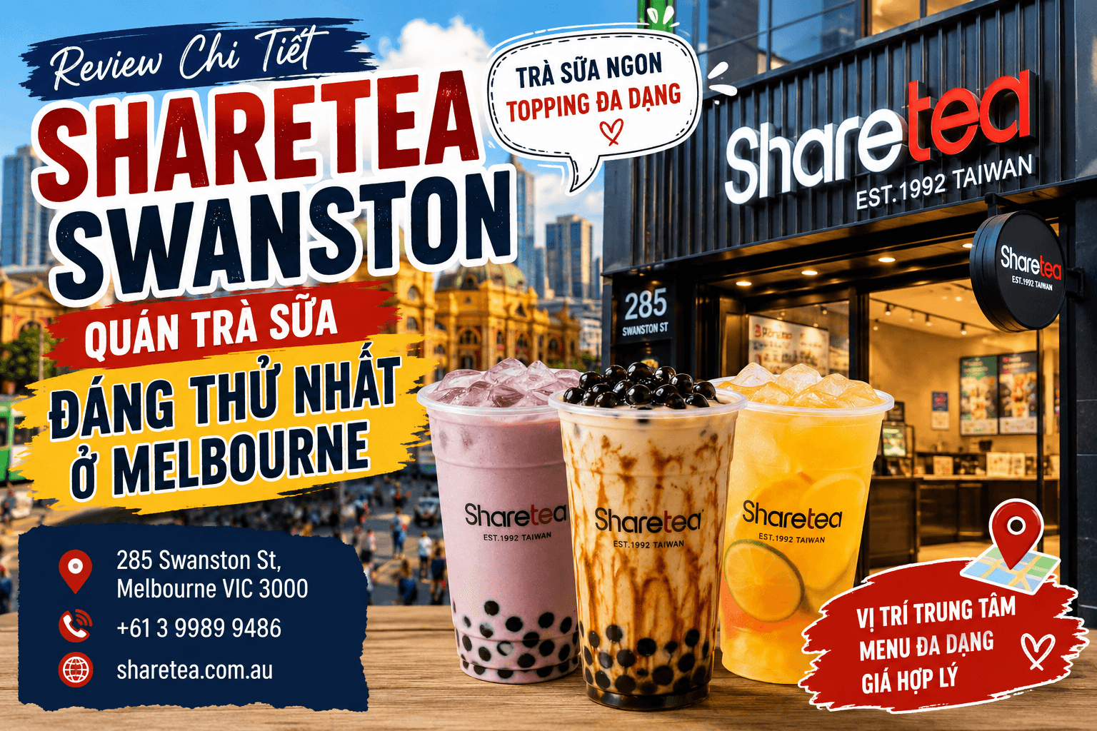 Sharetea Swanston – Quán Trà Sữa Đáng Thử Nhất Giữa Lòng Melbourne