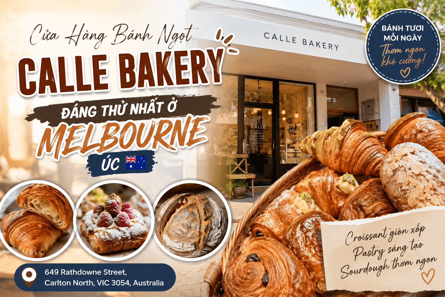 Calle Bakery – Cửa Hàng Bánh Ngọt Đáng Thử Nhất Ở Melbourne, Úc Calle Bakery – Cửa Hàng Bánh Ngọt Đáng Thử Nhất Ở Melbourne, Úc