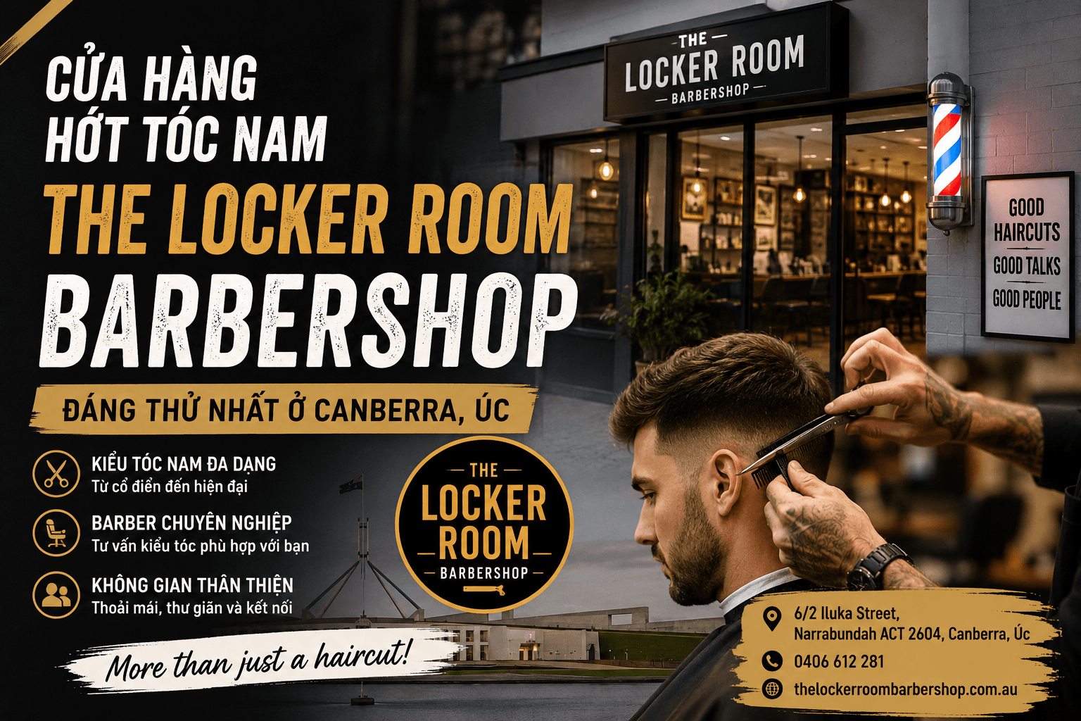 The Locker Room Barbershop Canberra – Điểm Đến Cắt Tóc Nam Đáng Thử Tại Úc The Locker Room Barbershop Canberra – Điểm Đến Cắt Tóc Nam Đáng Thử Tại Úc