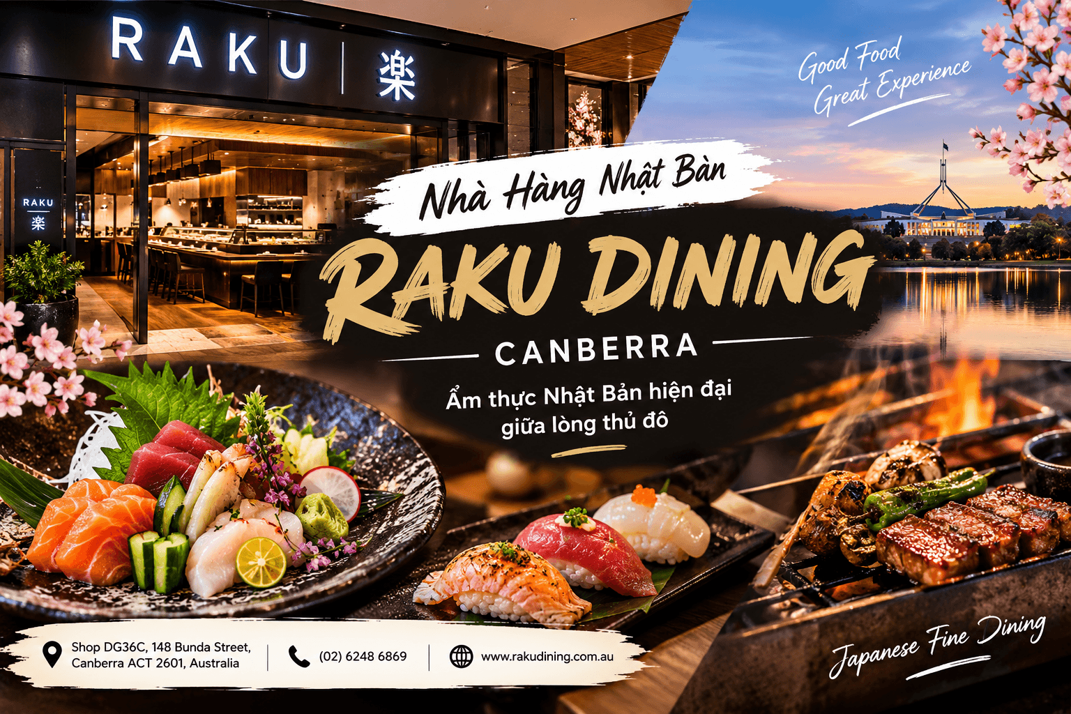 Raku Dining – Khám Phá Nhà Hàng Nhật Bản Hiện Đại Nổi Tiếng Giữa Lòng Canberra