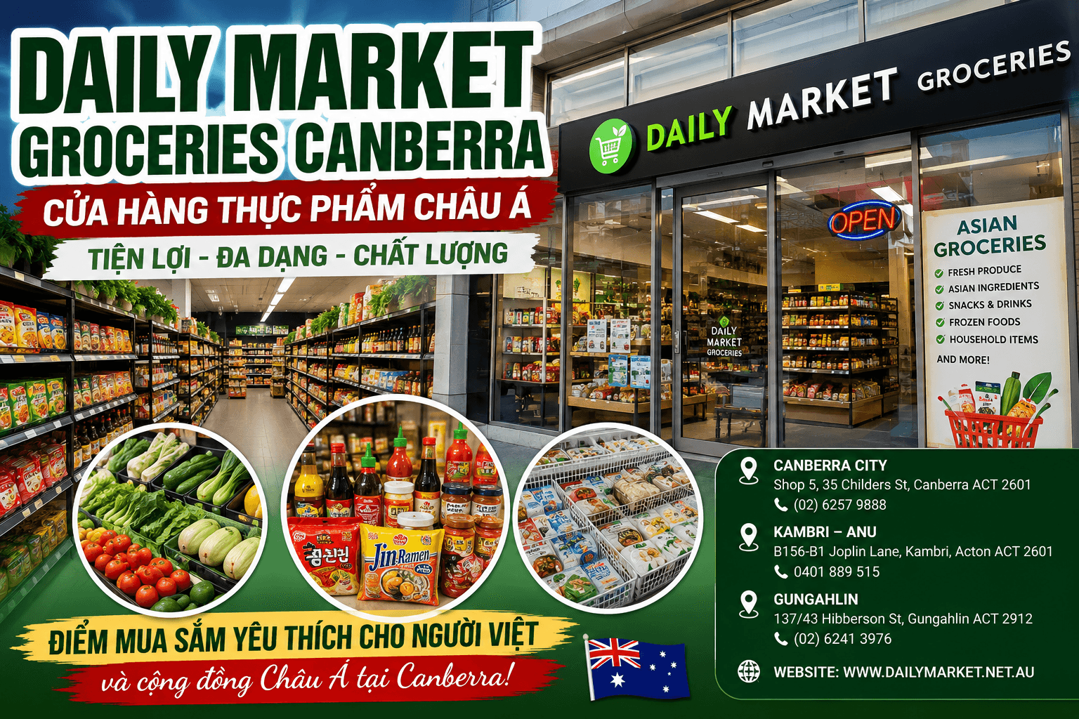 Daily Market Groceries Canberra – Cửa Hàng Thực Phẩm Châu Á Tiện Lợi Cho Người Việt Và Cộng Đồng Châu Á