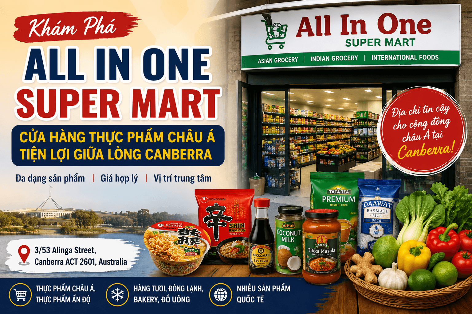 All In One Super Mart Canberra – Cửa Hàng Thực Phẩm Châu Á Tiện Lợi Giữa Lòng Canberra
