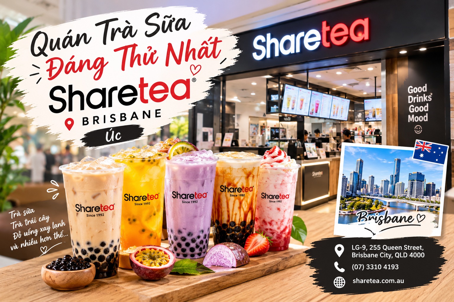 Sharetea Brisbane – Quán trà sữa đáng thử dành cho tín đồ trà sữa tại Brisbane, Úc Sharetea Brisbane – Quán trà sữa đáng thử dành cho tín đồ trà sữa tại Brisbane, Úc