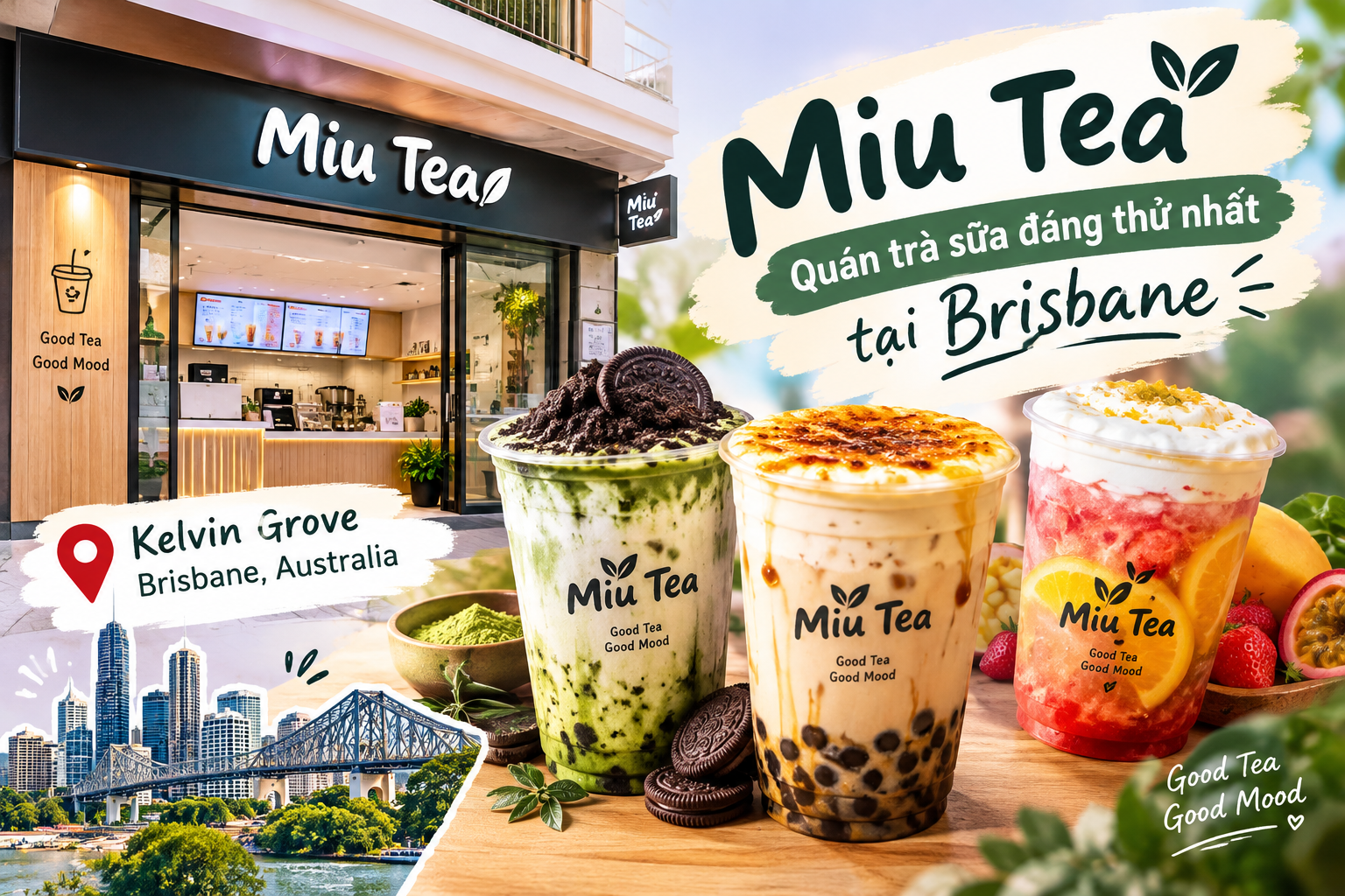 Miu Tea Brisbane – Quán trà sữa đáng thử tại Kelvin Grove, Queensland, Úc